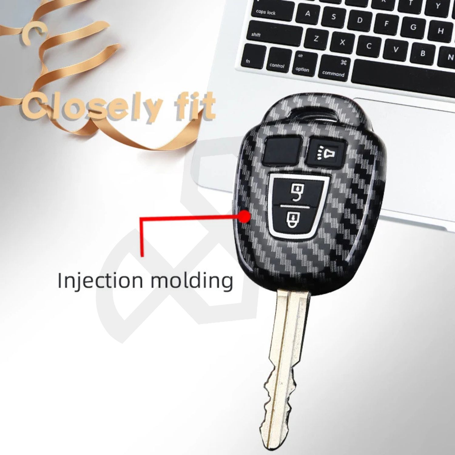 Carbon Fiber Pattern Hard Shell Key Fob Cover Case 4 Button for Toyota ...