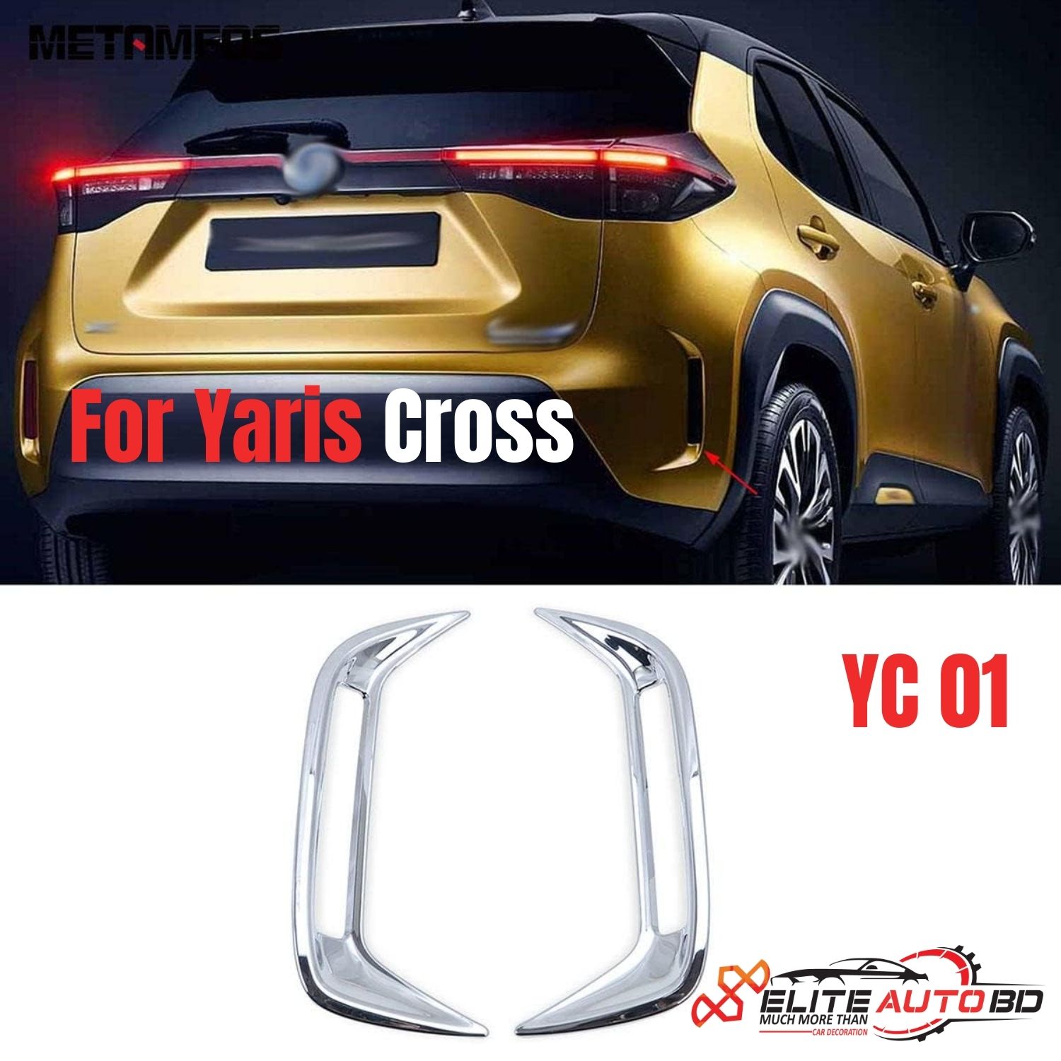 2020-2021 Toyota Yaris Cross 2020-2021 Hybrid ABS Chrome Rear Fog Light Lamp Cover Garnish Bezel | Yaris Cross | YC 01  |  Elite Auto BD