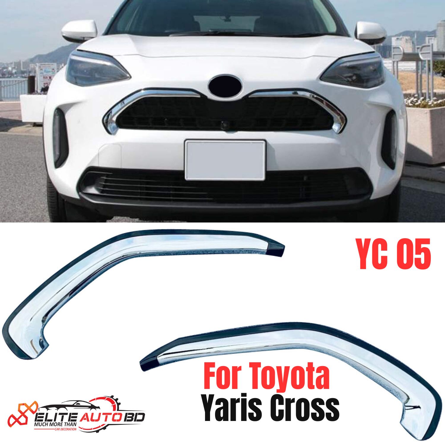 2020-2025 Toyota Yaris Cross Chrome Front Grille Cover Trim Garnish Styling | YC 05 | Elite Auto BD