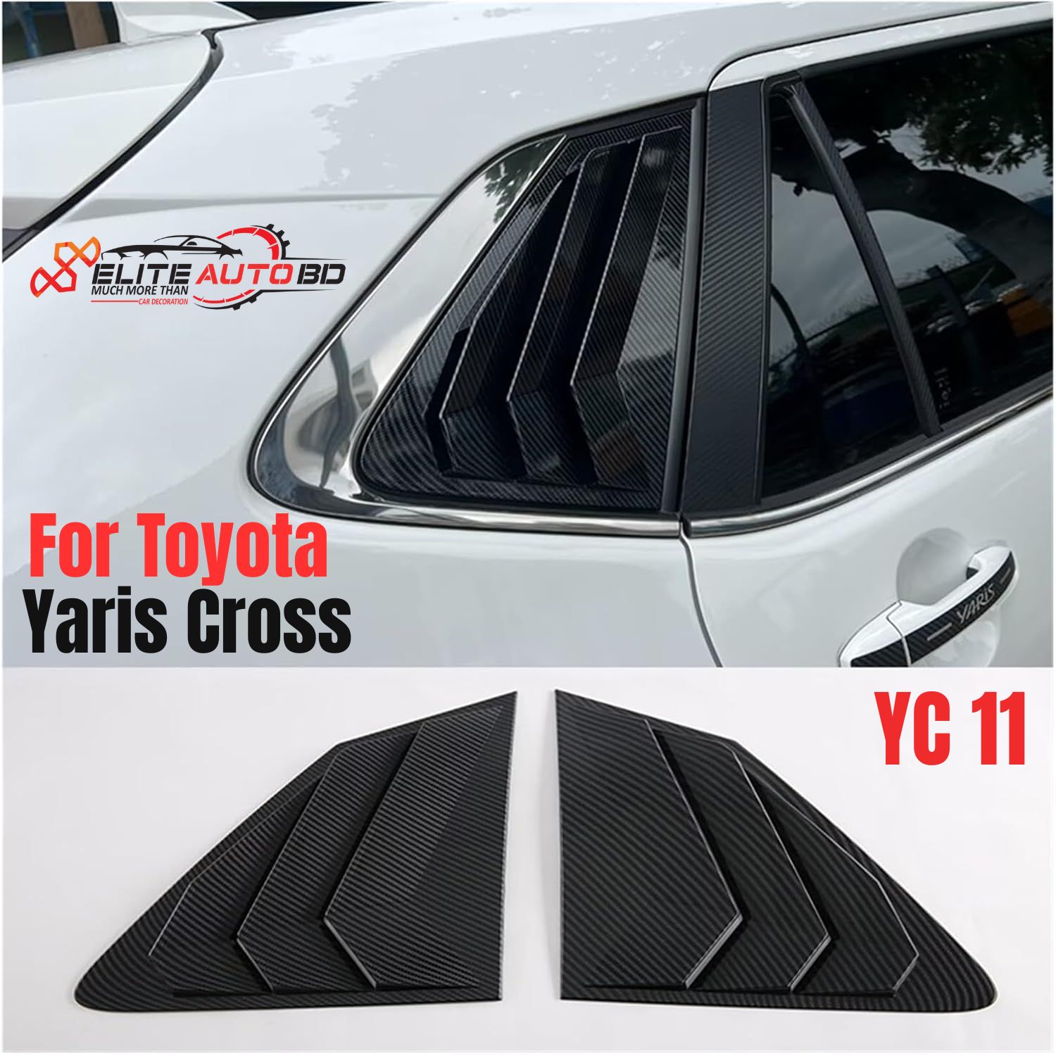 Toyota Yaris Cross ABS Carbon Fiber Rear Side Window Louvers Car Accessories  | YC 11 |  Elite Auto BD