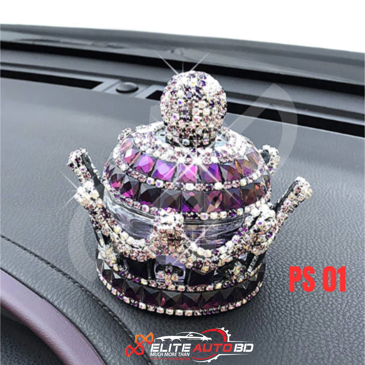 Luxury Crystal Crown Car Perfume & Ornament – Diamond Design Air Freshener | PS 01 |  Elite Auto BD.