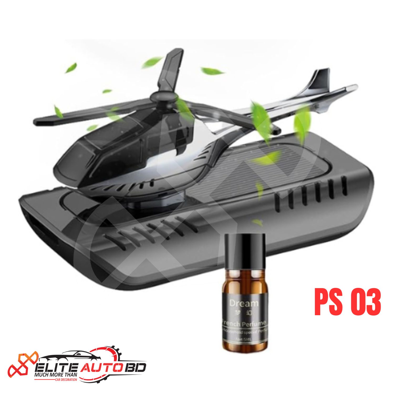 Solar Powered Rotating Helicopter Car Air Freshener, Essential Oil Diffuser Auto Dashboard Ornament | PS 03 | Elite Auto BD.