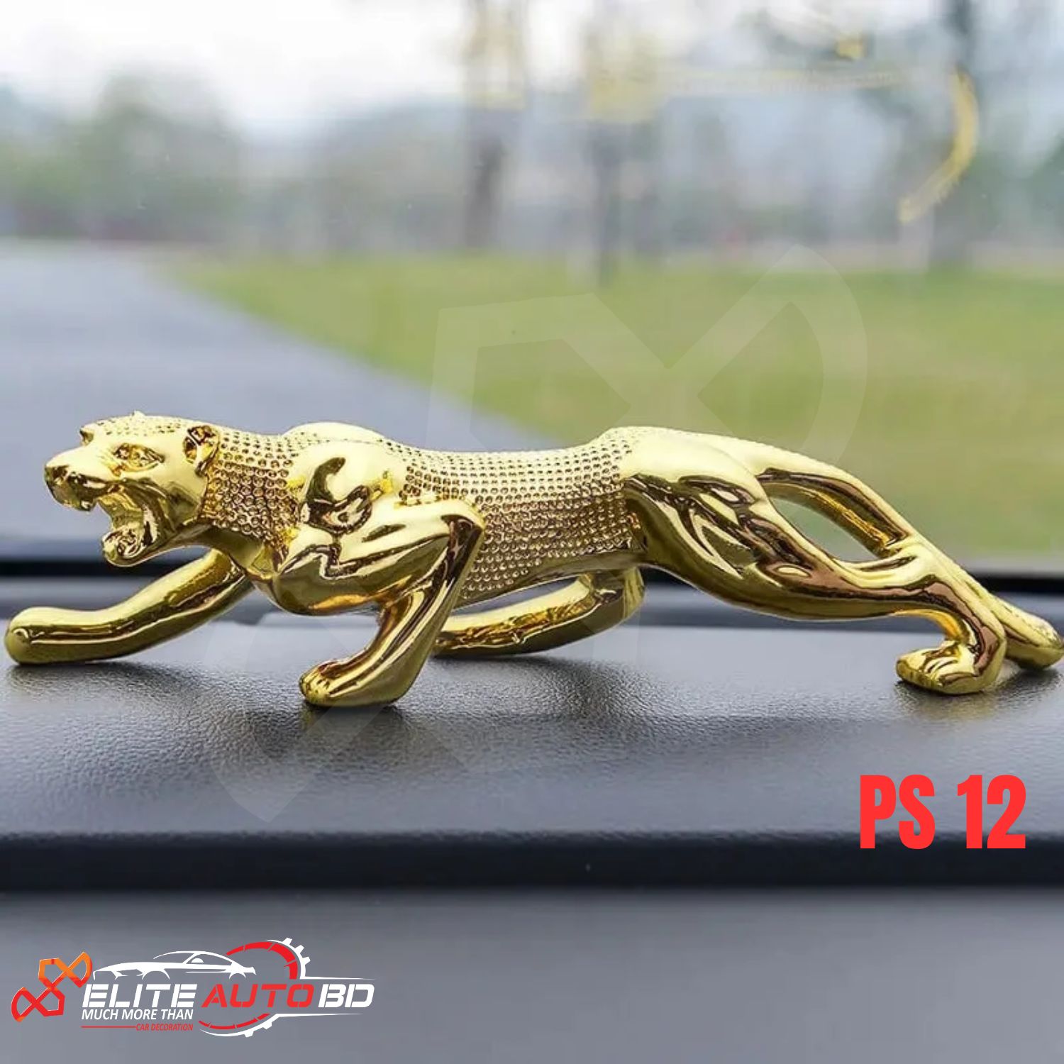 Golden Jaguar Car Dashboard Showpiece with Moving Head – Elegant Car Interior Decoration | PS  12 |  Elite Auto BD.