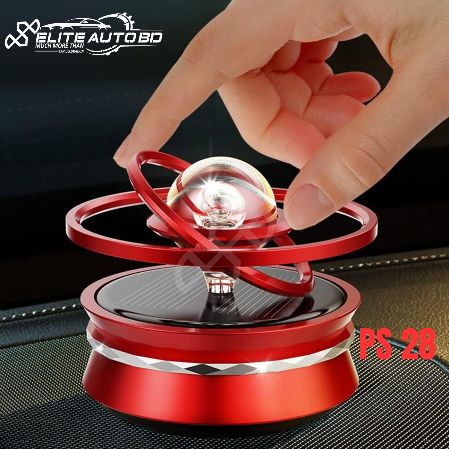 Solar Powered Car Aroma Diffuser: Rotating Dashboard Air Freshener & Interior Decor | PS 28 | Elite Auto BD.