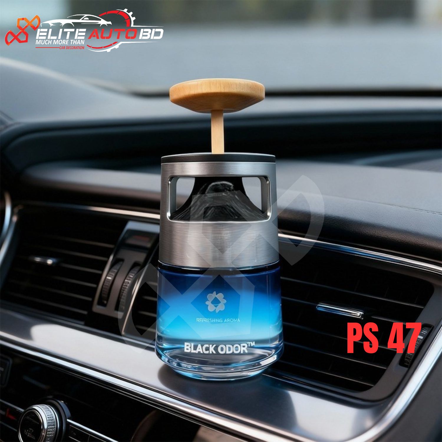 Premium Black Odor Car Air Fragrance", "Long Lasting Car Perfume 130ml | PS 47 | Elite Auto BD.
