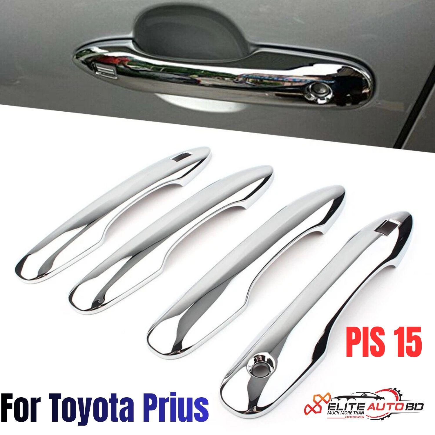 Door Handle Cover Nickle Silver Set for Toyota Prius – Premium Exterior Styling Accessories (4PCS) | Prius | PIS 14 | Elite Auto BD
