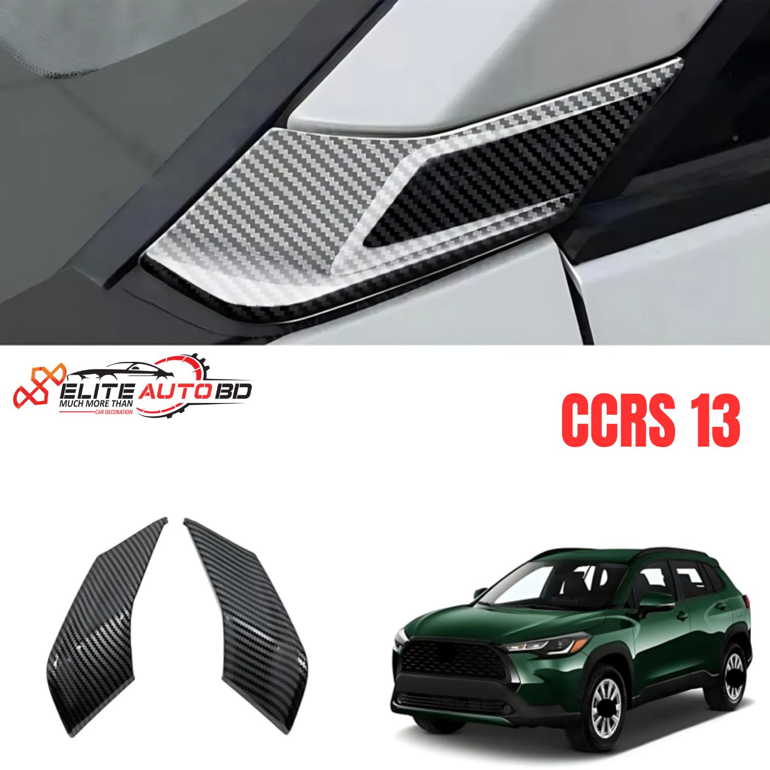 Carbon Fiber Pillar Cover Trim for Toyota Corolla Cross – 2PCS Premium Exterior Styling Set | CCRS 13 | Elite Auto BD