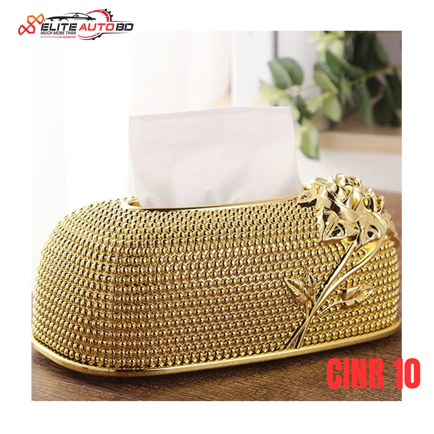 Luxurious Tissue Box 3D Rose Carving Eco-friendly Tissue Container Towel Tissue Paper Holder | CINR 10 | Elite Auto BD
