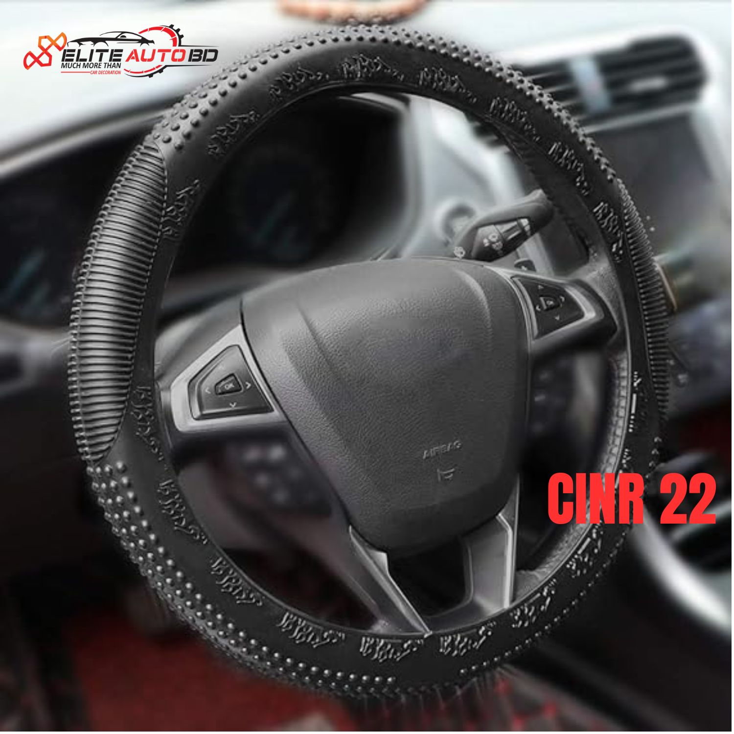 Wheel Cover Anti Slip Universal Car Steering Wheel Cover Rubber | CINR 22 | Elite Auto BD