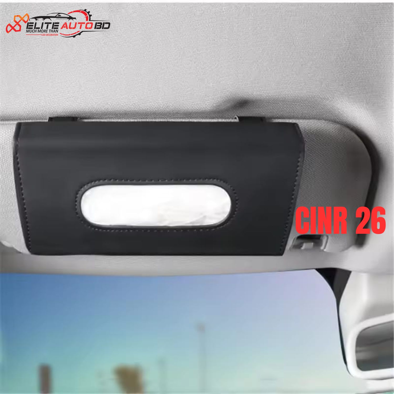 Car Sun Visor Tissue Box Holder - Premium PU Leather Universal Napkin Dispenser for | CINR 26 | Elite Auto BD