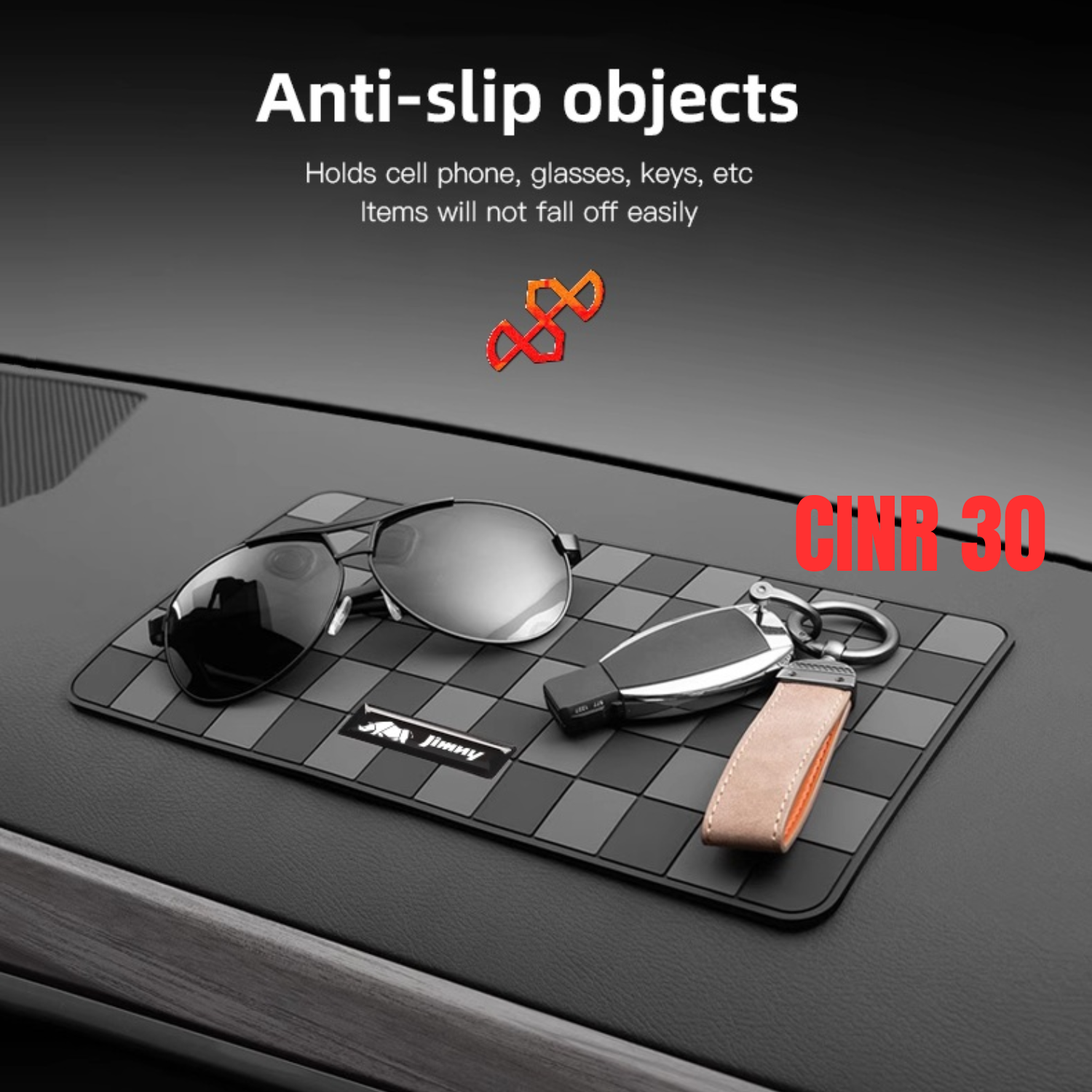 Car Dashboard Non Sleep Mat Squire Block Easy to keep Key, Pen, Coin, Sun glass ,Perfume and More Gray/Ash | CINR 30 | Elite Auto BD
