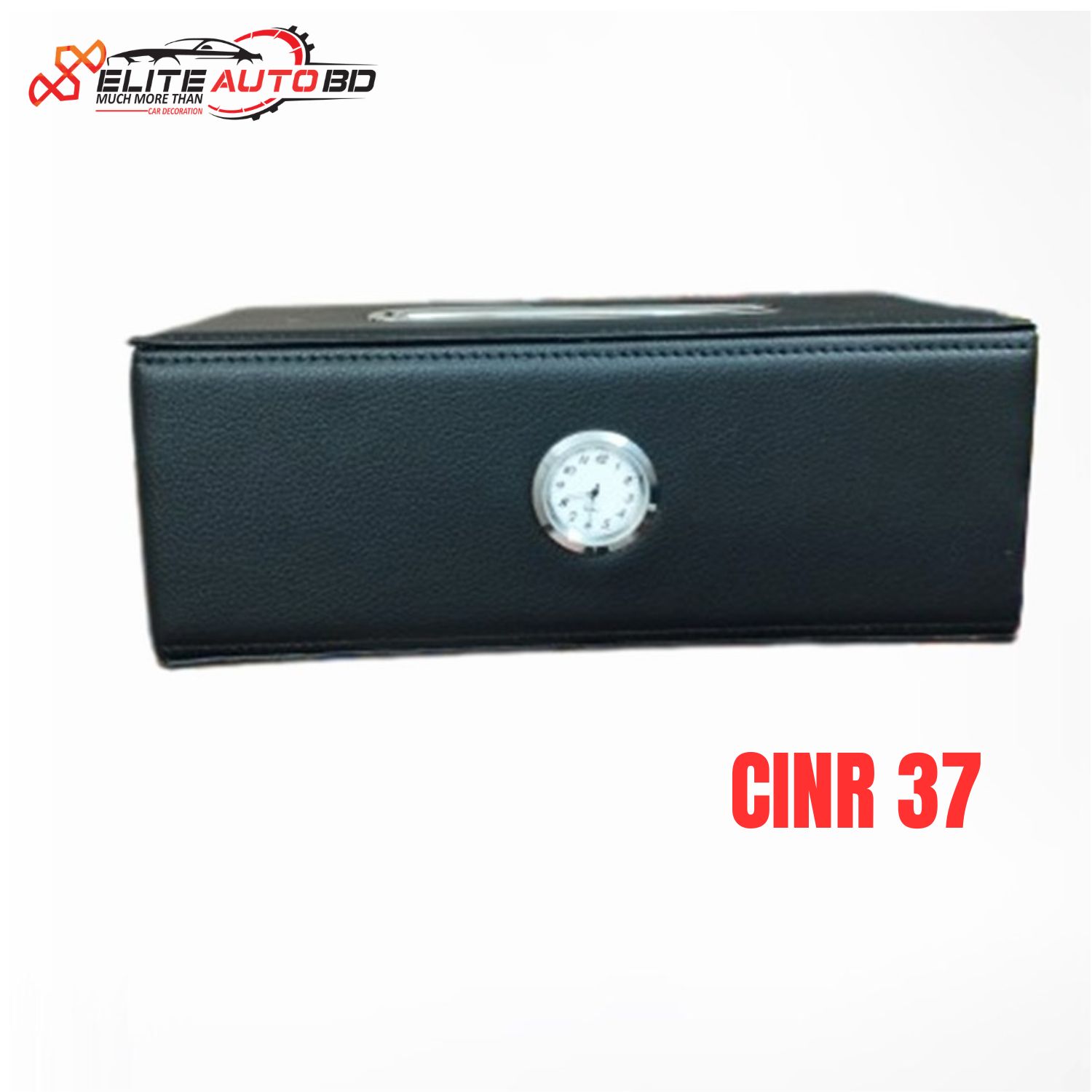 Rectangular Car Dashboard Tissue Box with Built-in Clock – Stylish Organizer for Car & Home Use | CINR 37 |  Elite Auto BD
