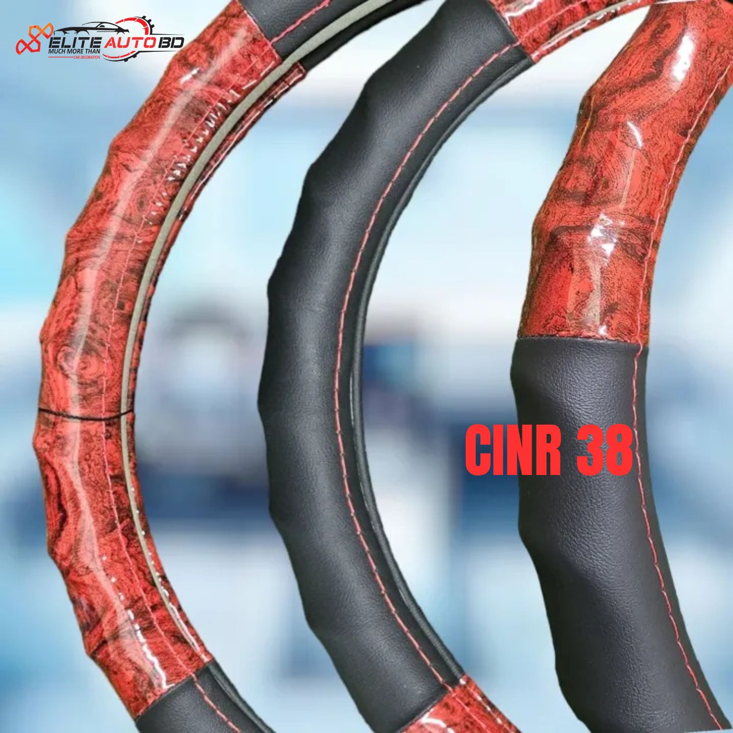 PU Leather & Peach Wood Grain Steering Wheel Cover –Universal Fit, Anti-Slip, Premium Look for All Seasons | CINR 38 |  Elite Auto BD