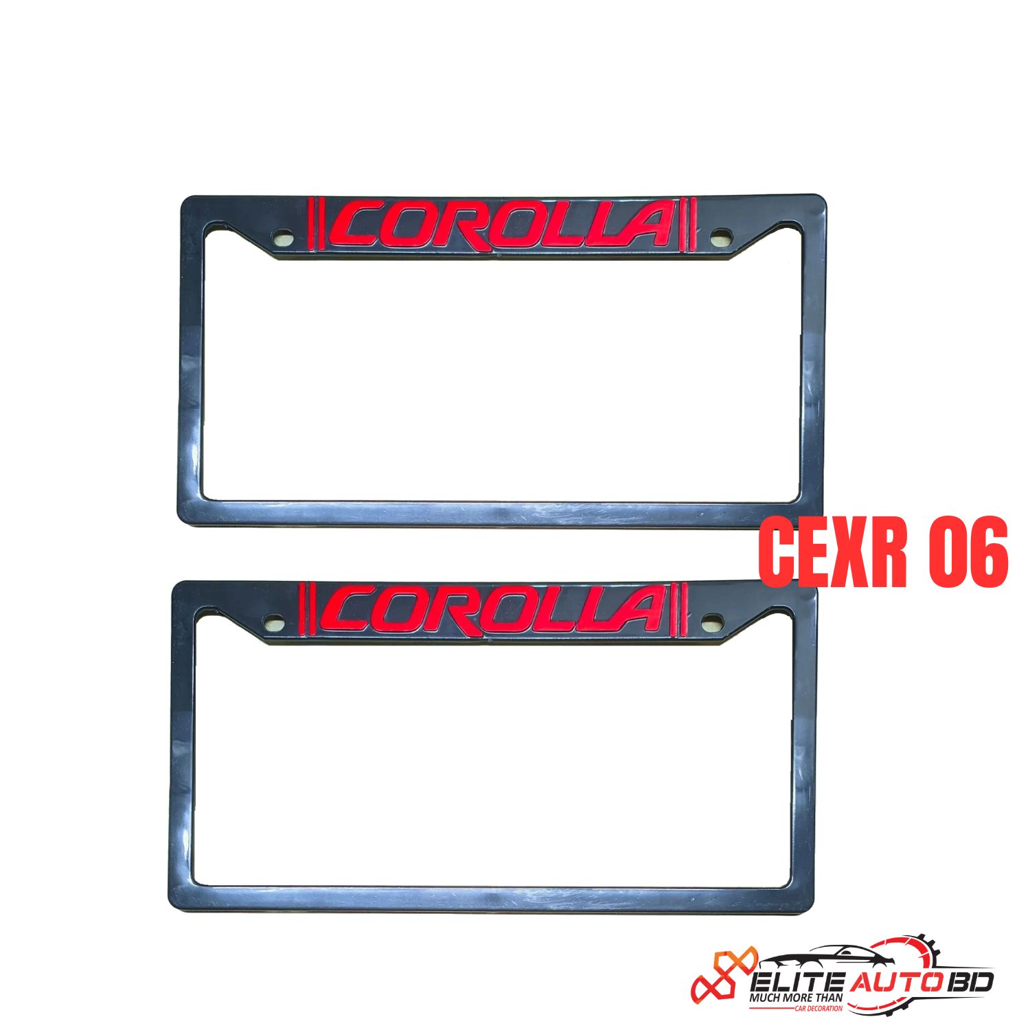 2 Pcs Number Plate Cover Premium Car Number Plate Frame Set - Universal Black License Plate Holder for Toyota, Honda, Nissan & More | CEXR 06 | Elite Auto BD