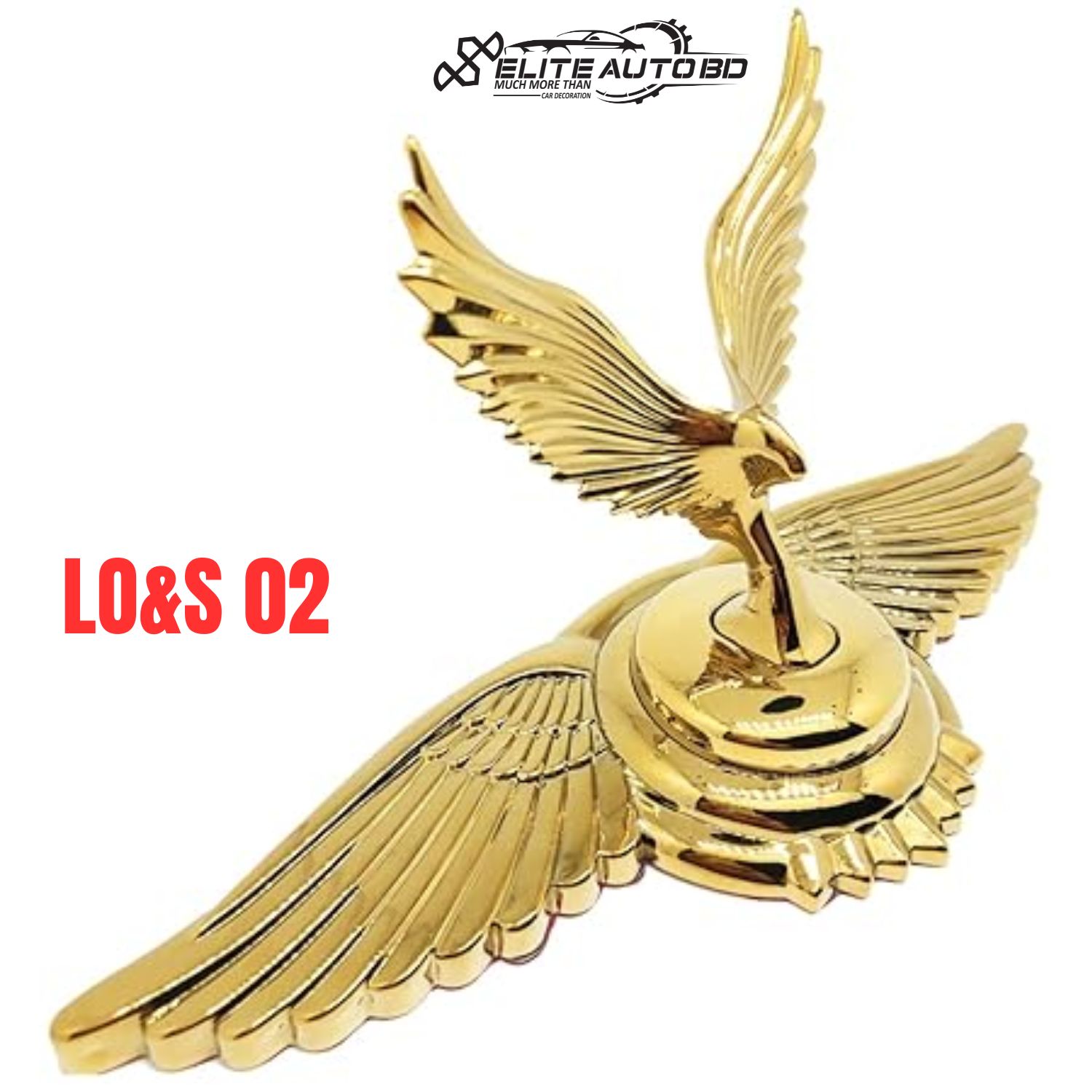 Luxuries Golden Flying Eagle Logo Fits Car 3D Stand Hood Bonnet Universal Emblem Badge Sculpture Ornament Sticker |  LO&S 02 | Elite Auto BD