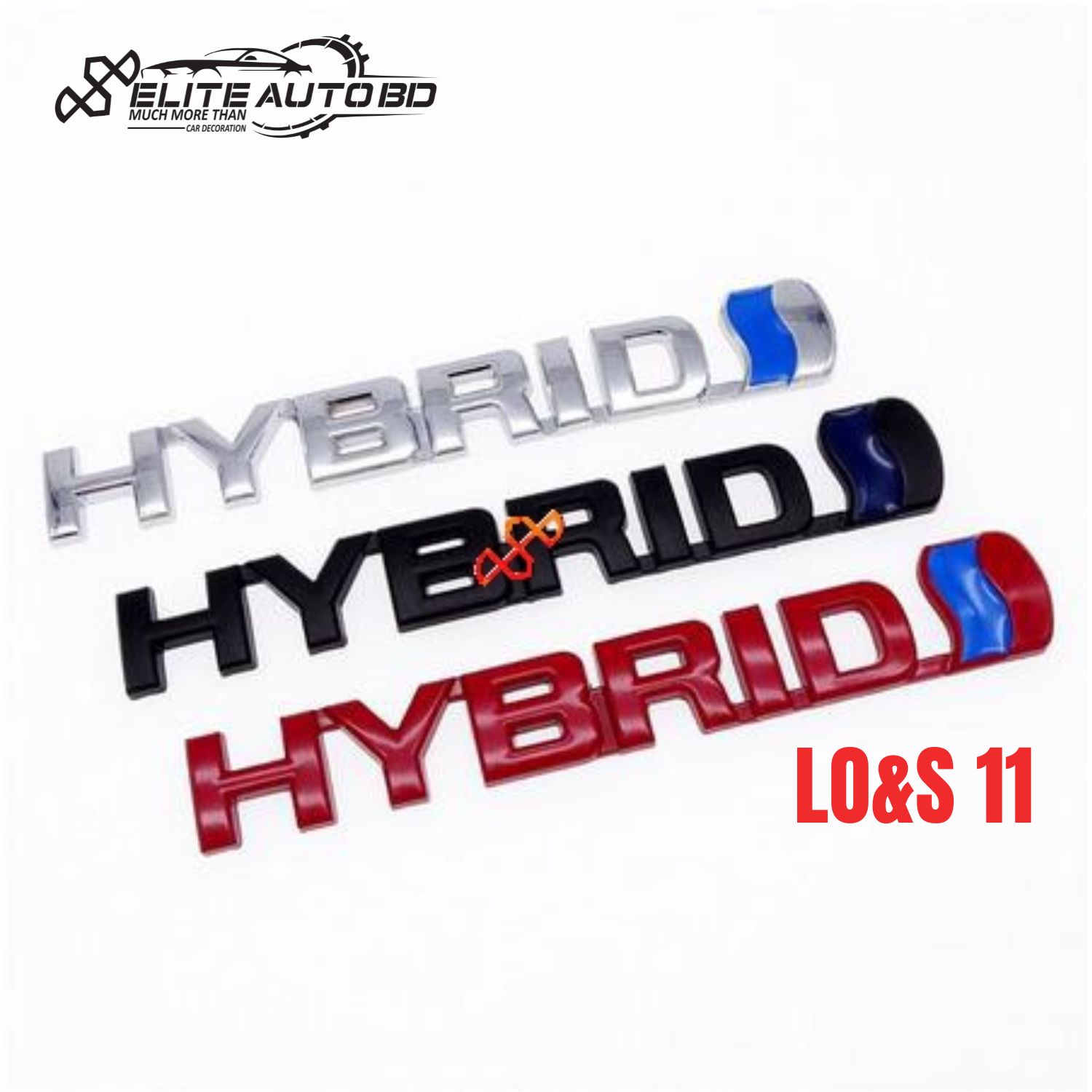 Hybrid Emblem Fender 3D Metal Badge Decal Replacement for Universal Car | LO&S 11 | Elite Auto BD