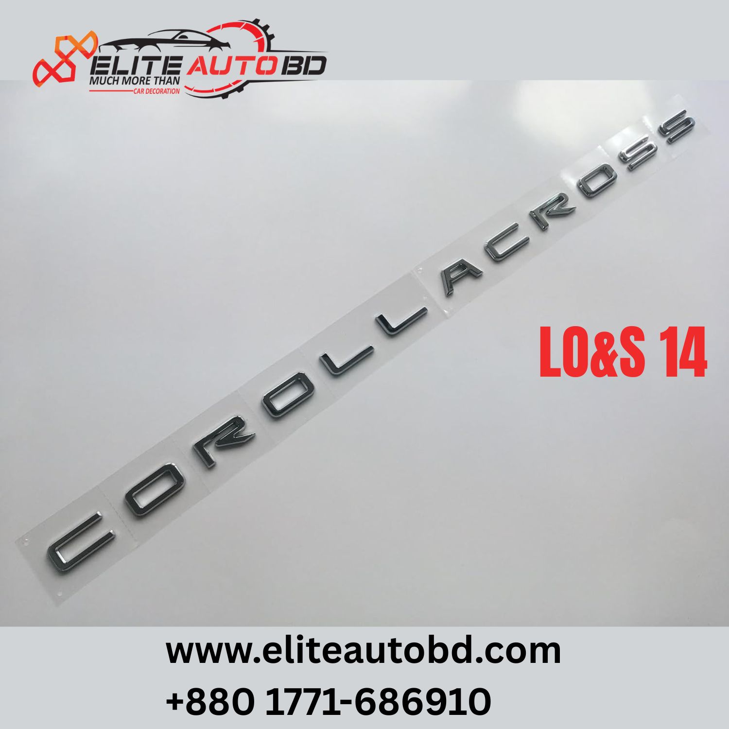 3D Metal COROLLA CROSS Hybrid Emblem Badge – Zinc Alloy Car Sticker Logo (12 PCS Set) | LO&S 14 | Elite Auto BD