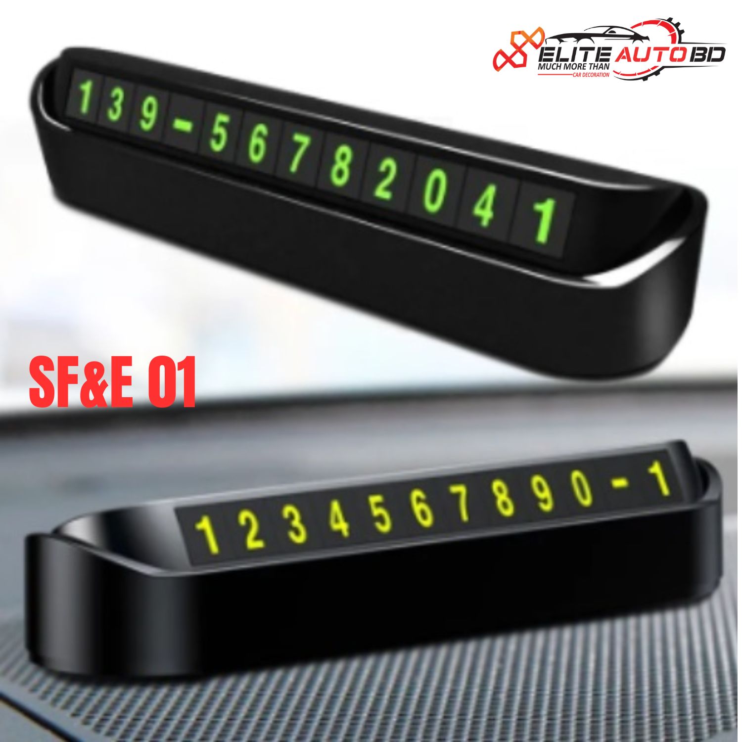 Car Temporary Parking Phone Number Plate | SF&E 01 | Elite Auto BD