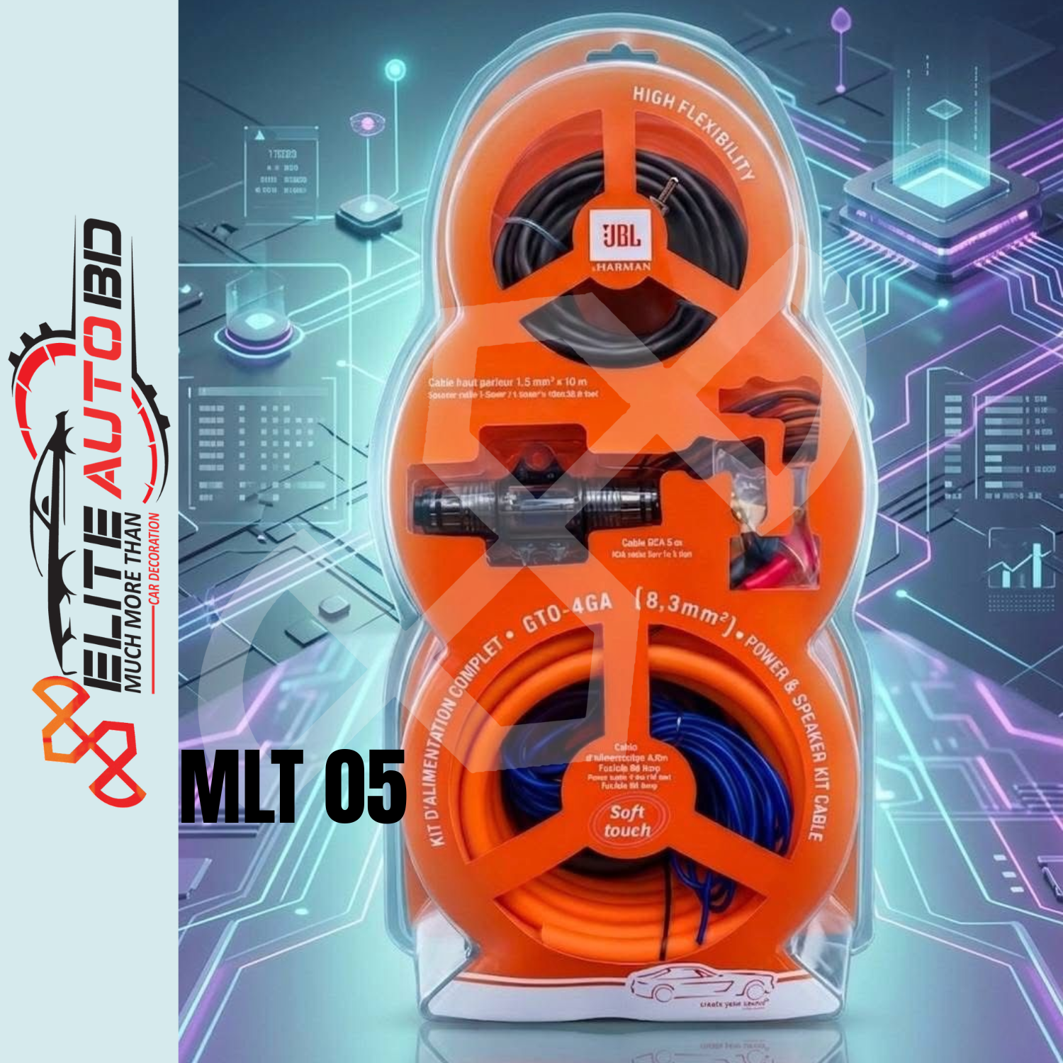 JBL GTO-4GA 8.3mm² Car Amplifier Wiring Kit – Premium Power & Speaker Cable Set | MLT 05 | Elite Auto BD