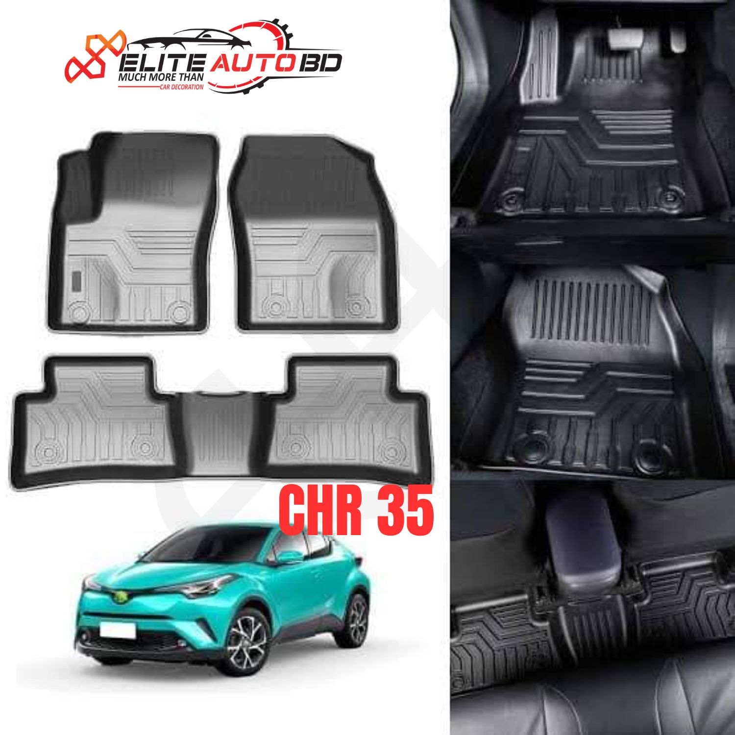 Premium 3D Custom Fit Car Floor Mats for Toyota C-HR (2016-2024) – All-Weather Waterproof Protection by Elite Auto BD