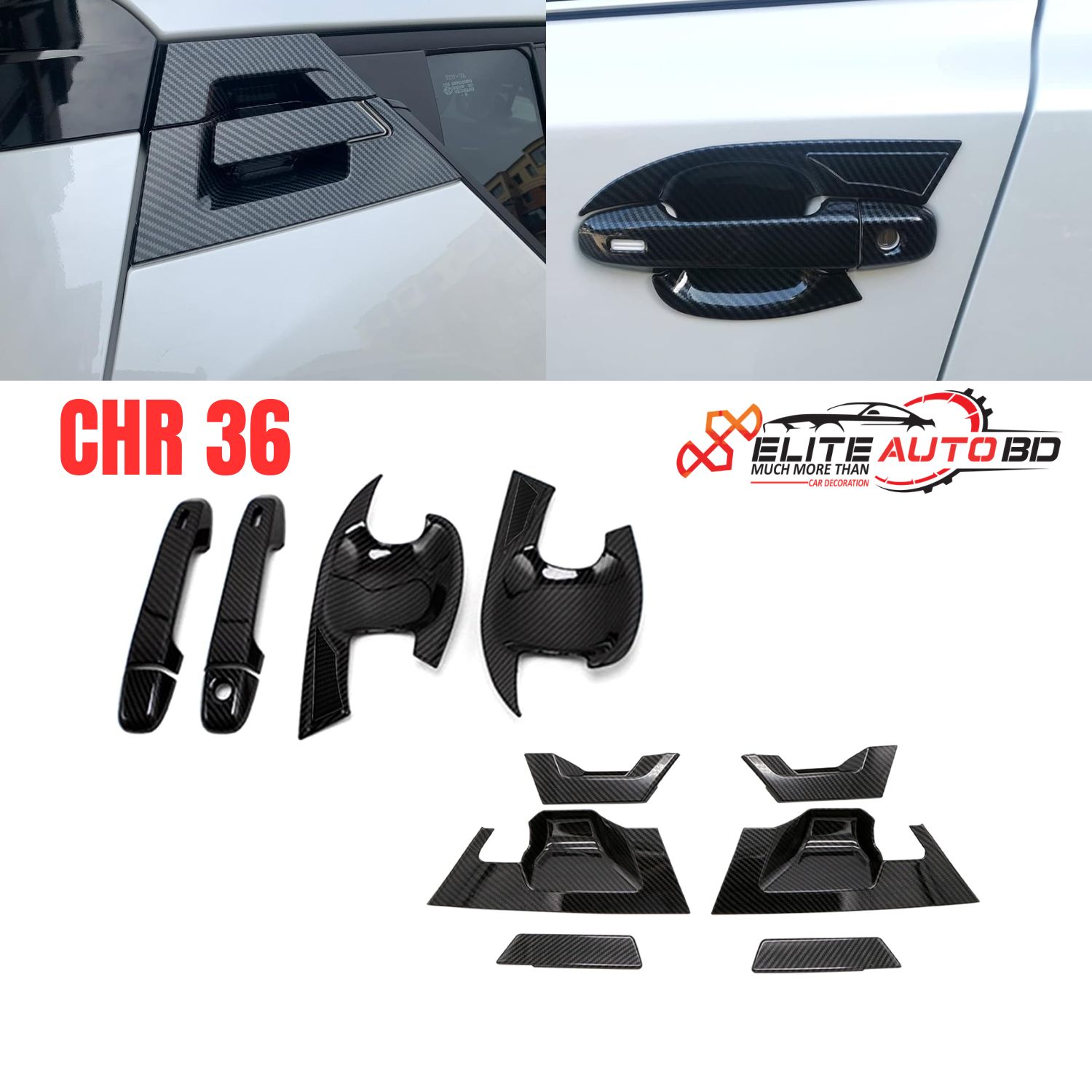 Toyota C-HR Carbon Fiber Door Handle & Bowl Cover Set (2016-2022) | Premium Exterior Accessories  | CHR 36 |  Elite Auto BD