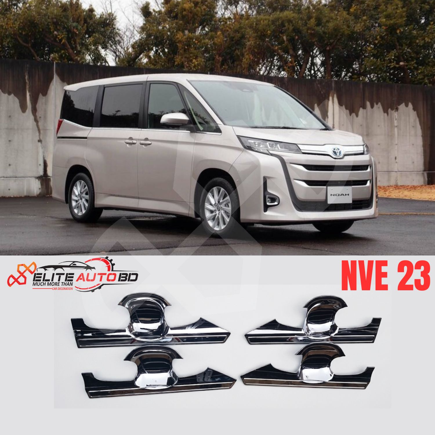 Premium ABS Chrome Door Handle Bowl Covers for Toyota Noah Durable Exterior Decoration Trim | NVE 23 | Elite Auto BD