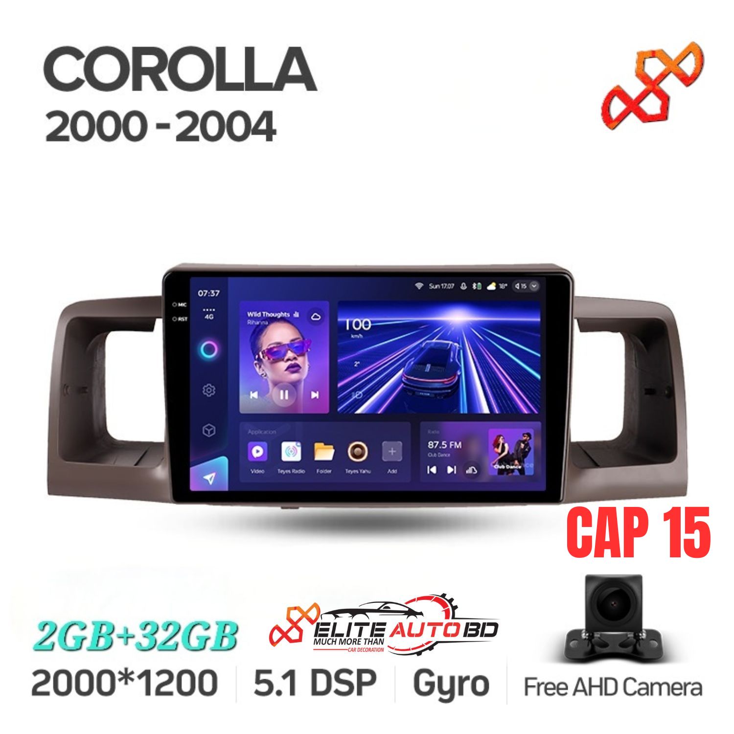 Toyota Corolla 2000-04 | Car android player | Android car stereo video audio system 9" 10" Universal | Toyota | Honda | Nissan | Mitsubishi | Hyundai | MG | Mazda | Car interior accessories | Car Android Player | CAP 15 | Elite Auto BD