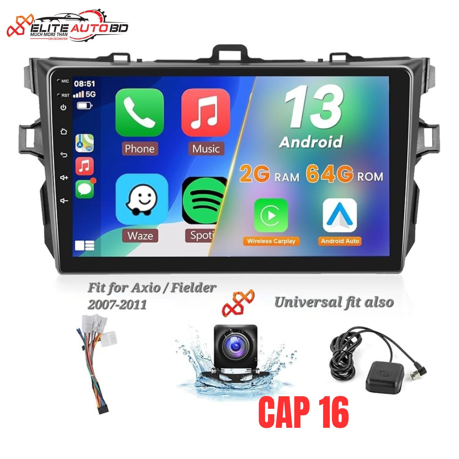 Toyota Axio / Filder 2007-11 | Car android player | Android car stereo video audio system 9" 10" Universal | Toyota | Honda | Nissan | Mitsubishi | Hyundai | MG | Mazda | Car interior accessories | Car Android Player | CAP 16 | Elite Auto BD