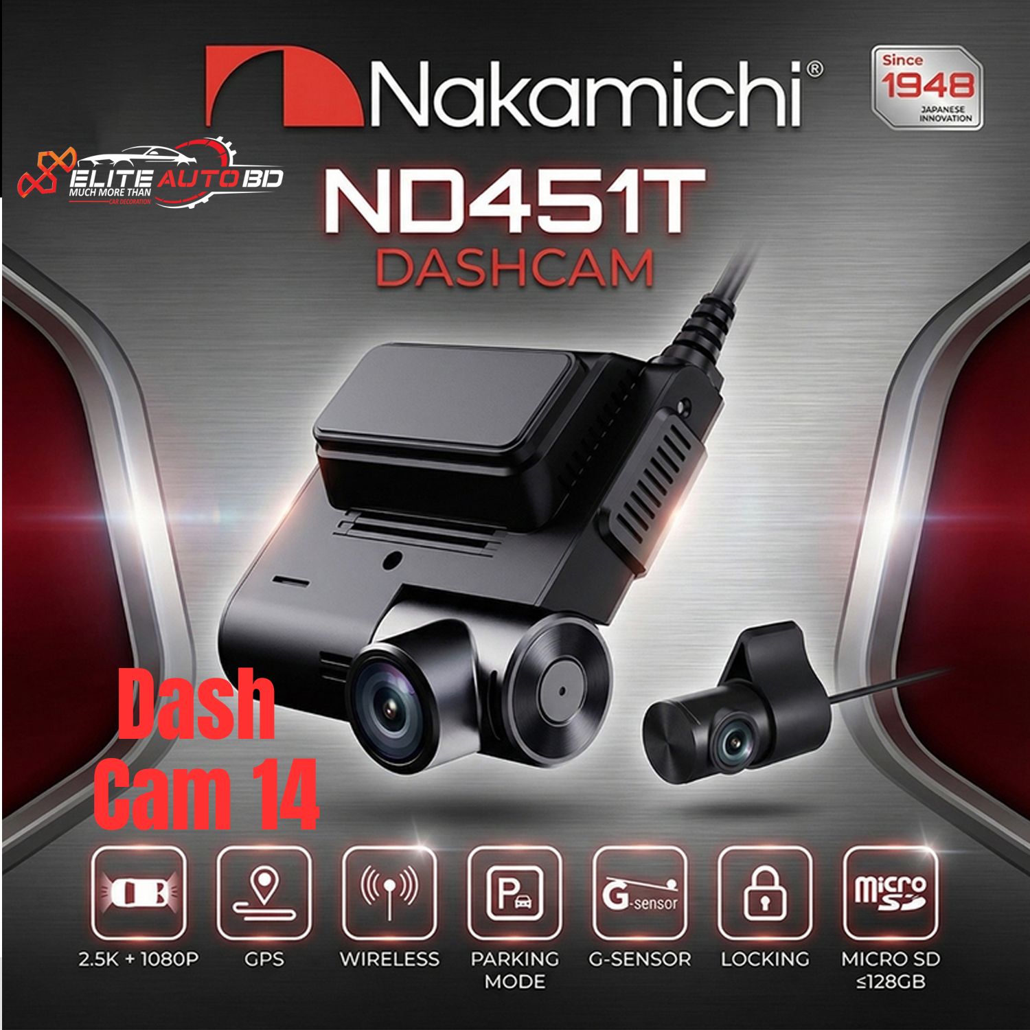 Nakamichi ND451T Dual Camera Dash Cam with 4G Tracking | Dash Cam 14 | Elite Auto BD