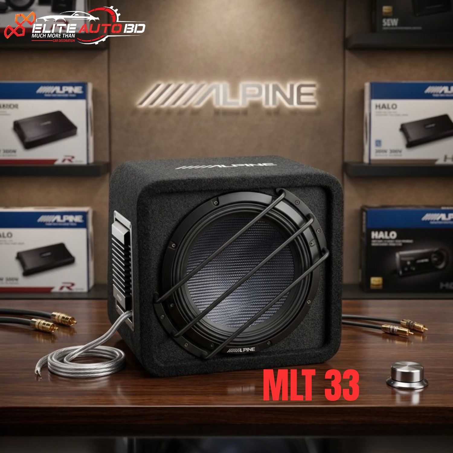 Alpine SWE-815 8" (20cm) 300W Active Subwoofer Box with Wired Remote | Premium Car Audio Bass Enclosure | MLT 33 | Elite Auto BD
