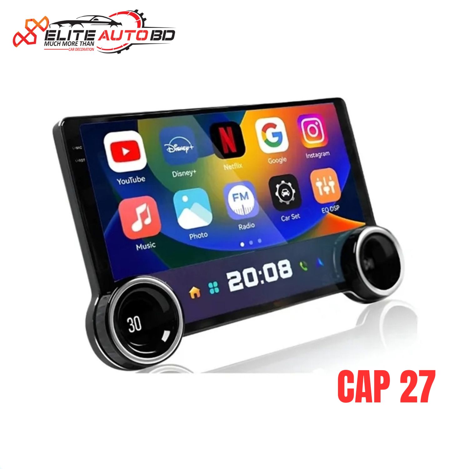 Diamond X80 Smart Android Car Stereo | 9/10.1 Inch HD Touchscreen with Dual Knobs | Wireless Apple CarPlay & Android Auto | 2GB Ram and 32GB Rom with GPS & Multimedia| CAP 27 | Elite Auto BD