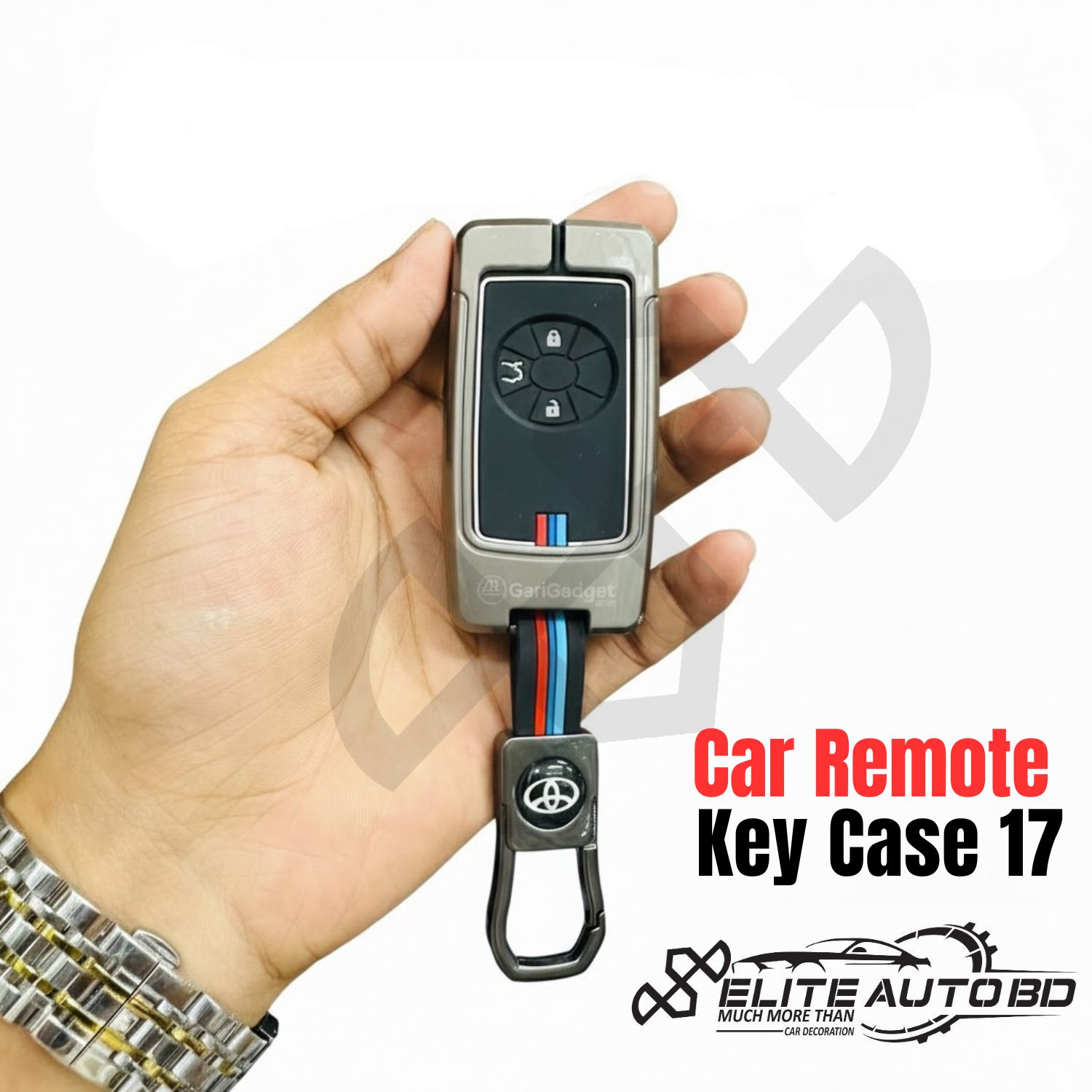 Metal Key Cover with Key Ring and Soft Silicone 3 Button for Toyota Models: | Allion | Premio | Car Remote Key Case 17 |  Elite Auto BD.