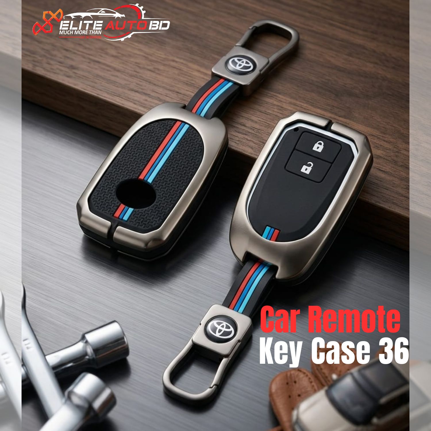Premium Zinc Alloy Metal Car Key Cover for Toyota 2Button Smart Remote | Allion | Premio | Axio | Hiace | – Luxury Protection Case | Car Remote Key Case 36 | Elite Auto BD