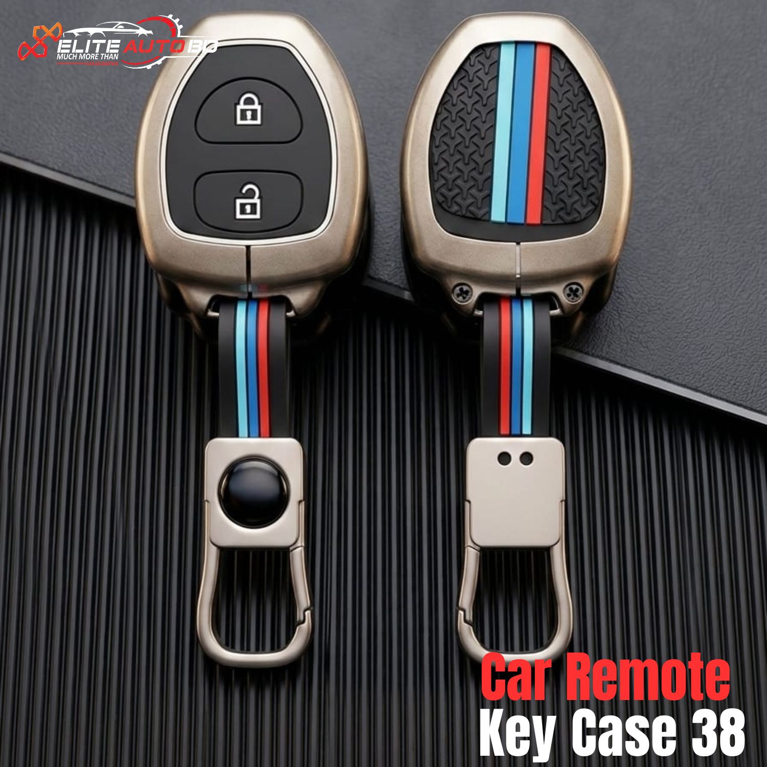 Premium Metal Key Cover for Toyota Axio 2-Button Remote Axio | Allion | Premio | Hiace | Metal Key Cover with Key Ring and Soft Silicone 2 Button for Toyota Models: | Axio | Allion | Premio | Hiace |  | Car Remote Key Case 38 |  Elite Auto BD