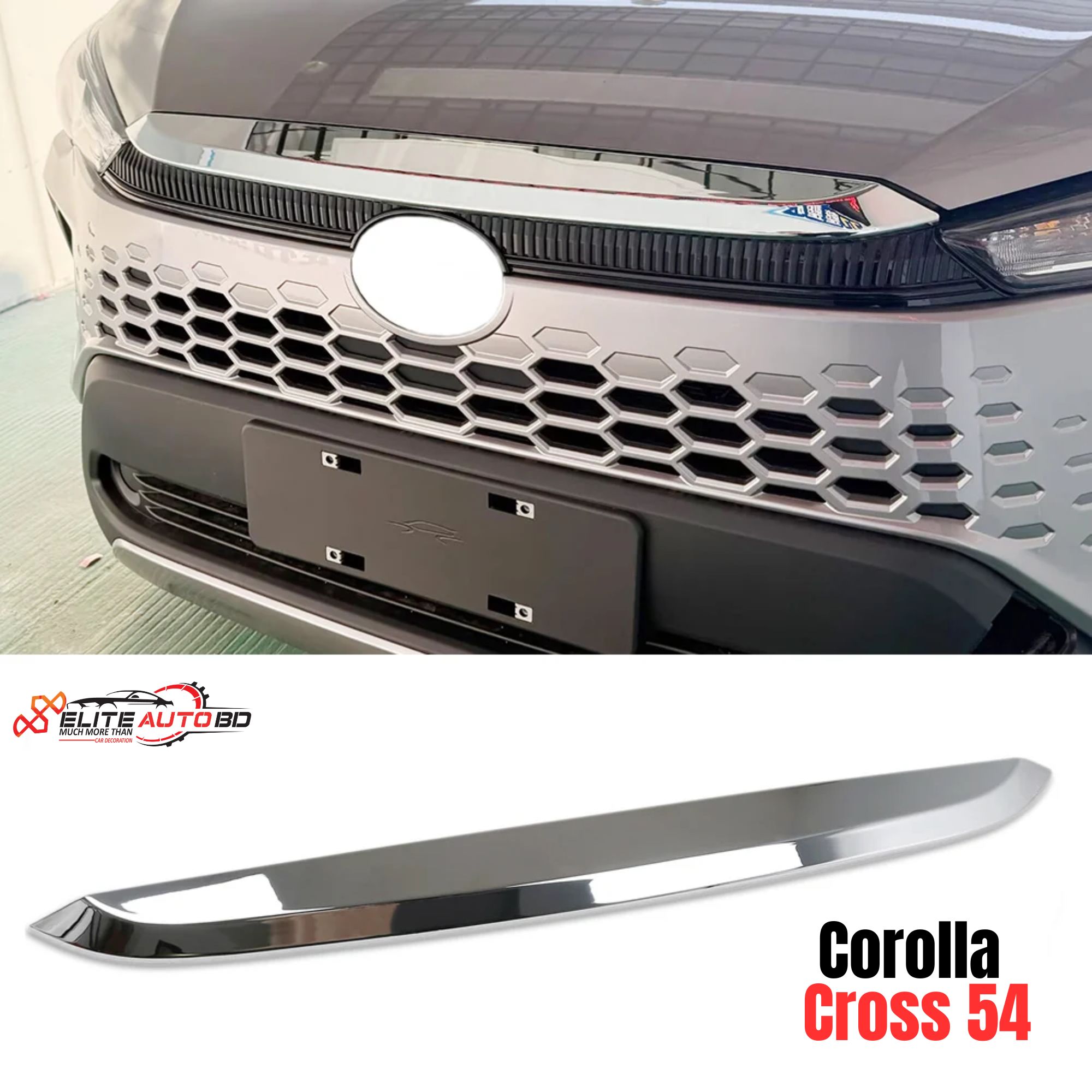 For Toyota New Corolla Cross Hybrid 2025 2026 Chrome Front Hood Grill Cover Bonnet Trim | Corolla Cross 54 | Elite Auto BD