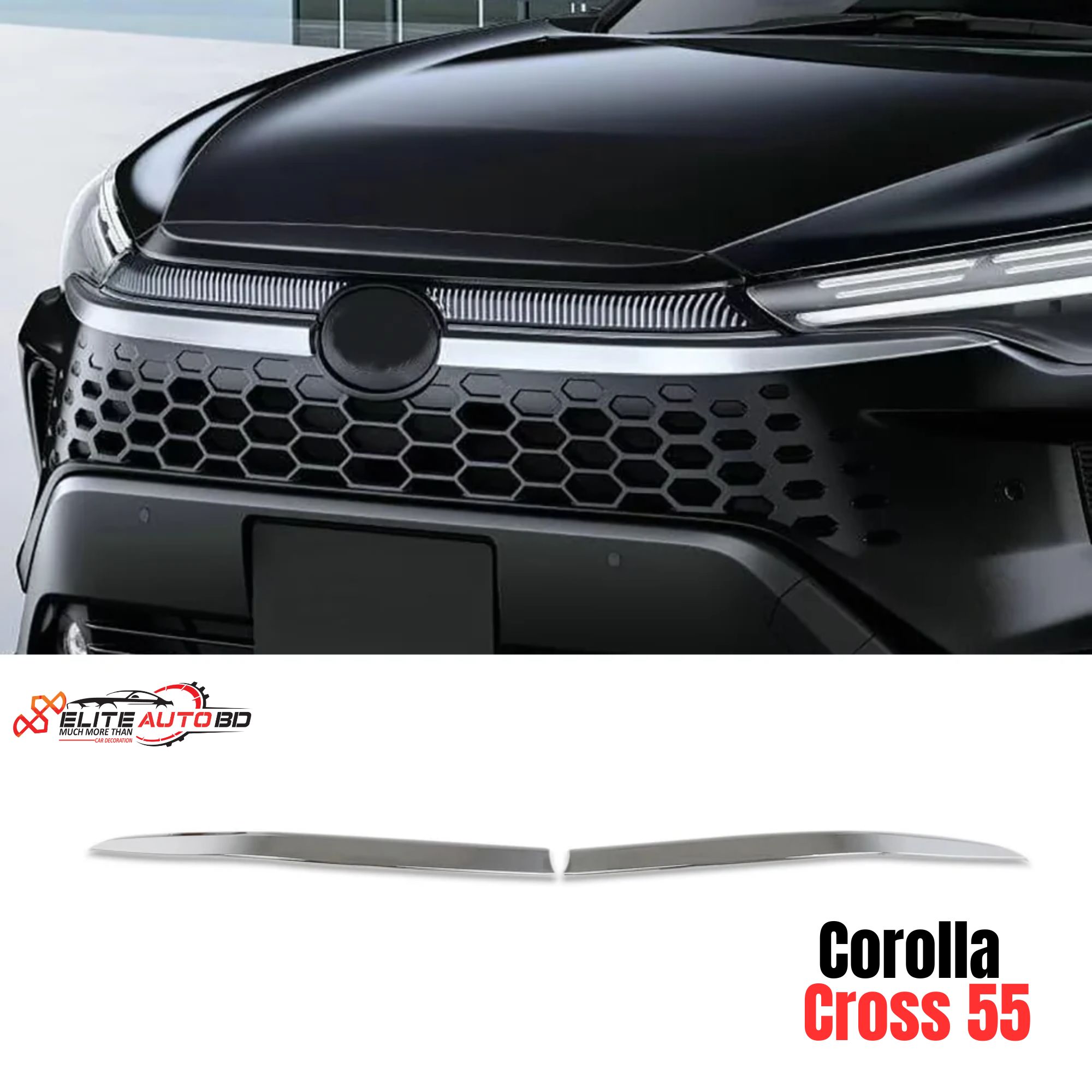 For Toyota New Corolla Cross Hybrid 2025 2026 Front Grill Grille Cover Trims - ABS | Corolla Cross  55 | Elite Auto BD